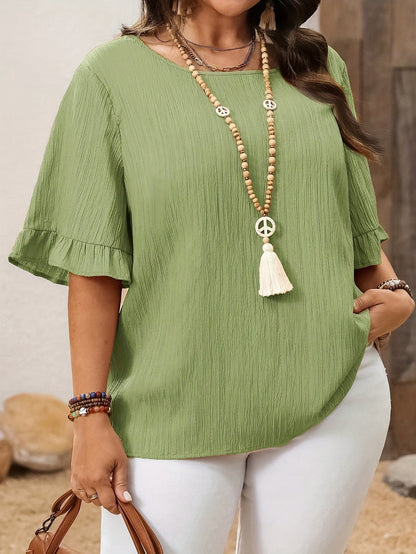 Damen Bluse Elegant mit Rüschenärmeln, lockerer Schnitt – Perfekt für Alltag und Büro