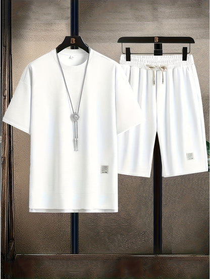 Herren Sommer Freizeitset – Sportlicher Kurzarm-Anzug mit Shorts für Alltag & Freizeit