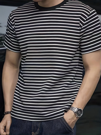 Herren T-Shirt mit Streifenmuster – Kurzarm, Zeitloser Stil, Vielseitig für Alltag und Freizeit