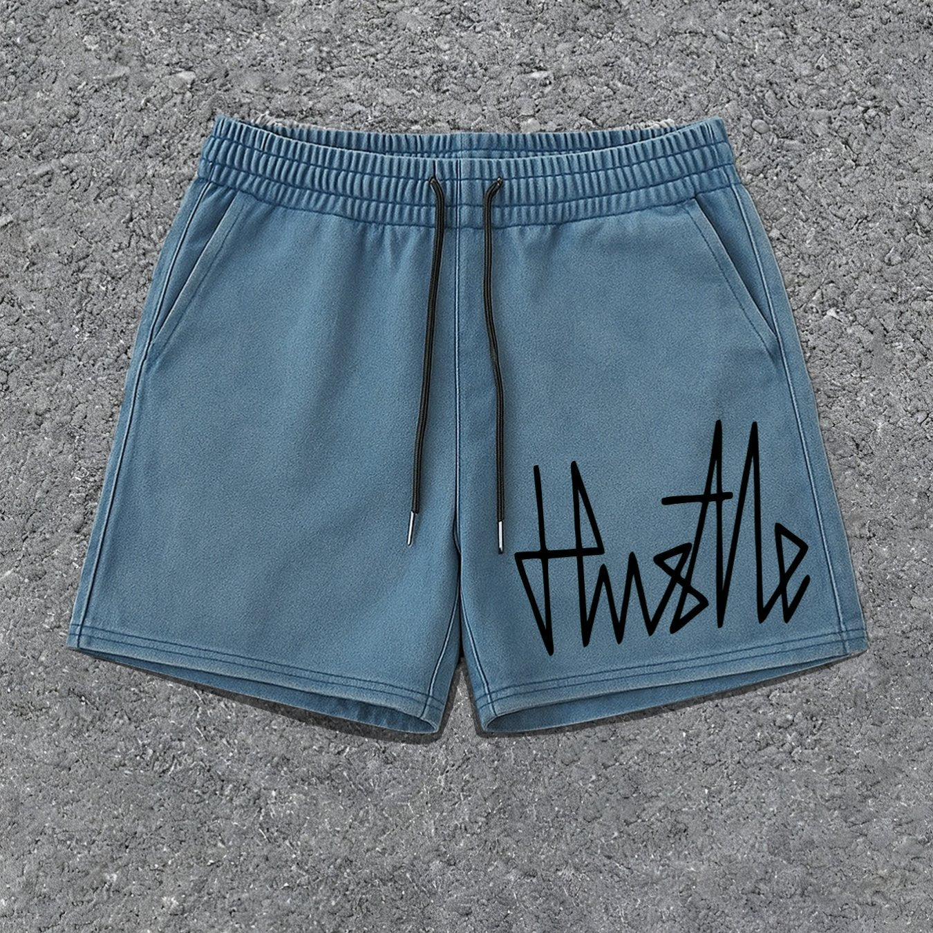 Herren Streetwear Shorts mit Hustle Print – Lässige Freizeithose für Sport & Alltag