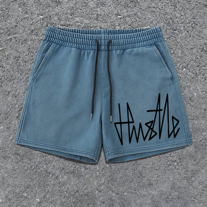 Herren Streetwear Shorts mit Hustle Print – Lässige Freizeithose für Sport & Alltag