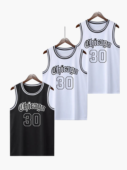 Herren Basketball Tanktop Set Vintage Streetwear Chicago 30 – Sportliche Trainingsshirts