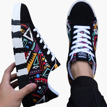 Herren Sneaker mit geometrischem Muster – Modische Freizeitschuhe für Outdoor & Alltag