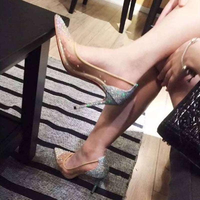 Vanessa – Transparente Damenpumps mit Mesh und Strass