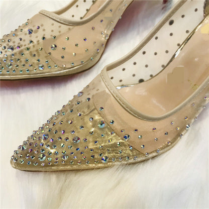 Vanessa – Transparente Damenpumps mit Mesh und Strass