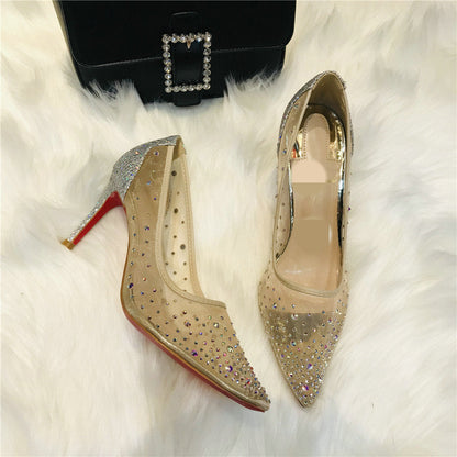 Vanessa – Transparente Damenpumps mit Mesh und Strass