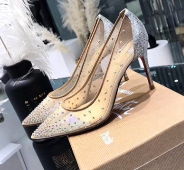 Vanessa – Transparente Damenpumps mit Mesh und Strass