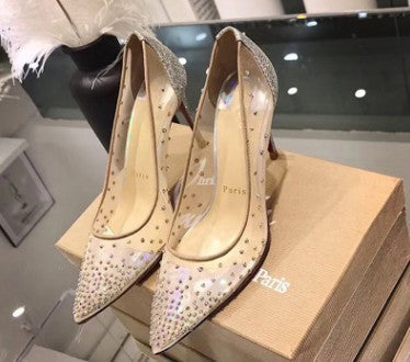 Vanessa – Transparente Damenpumps mit Mesh und Strass