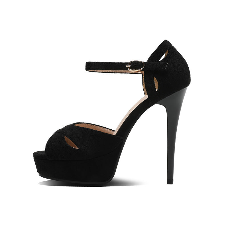Esme – Damen Stiletto Plateausandalen mit Fischmaul