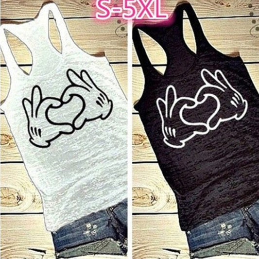 Lisa – Ärmelloses Damen-Shirt mit Herz-Print