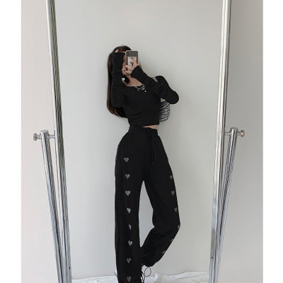 Catherine – Weite Damenhose mit hohem Bund und Kordelzug