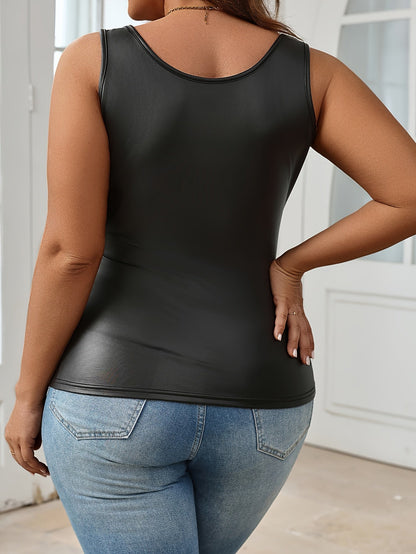Damen Top im modernen Wetlook – Elegantes ärmelloses Shirt für Freizeit und Ausgehen