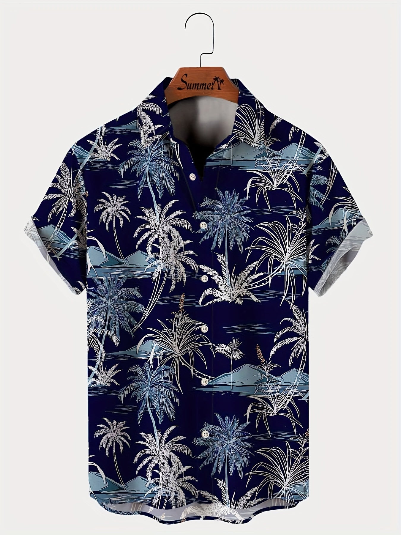 Herren Kurzarm Hawaiihemd mit tropischem Palmenmuster – Freizeit Sommerhemd für Strand und Urlaub