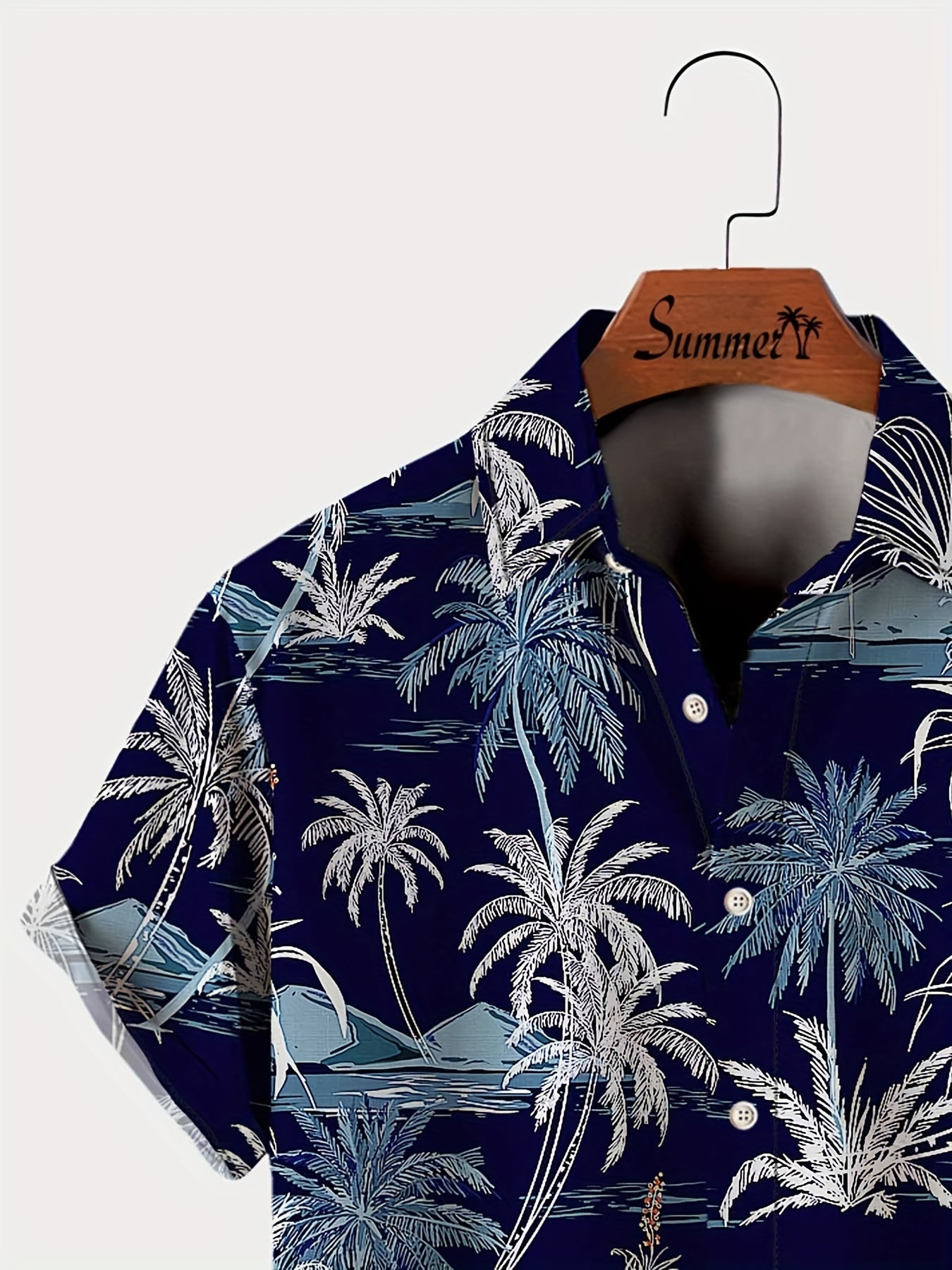 Herren Kurzarm Hawaiihemd mit tropischem Palmenmuster – Freizeit Sommerhemd für Strand und Urlaub