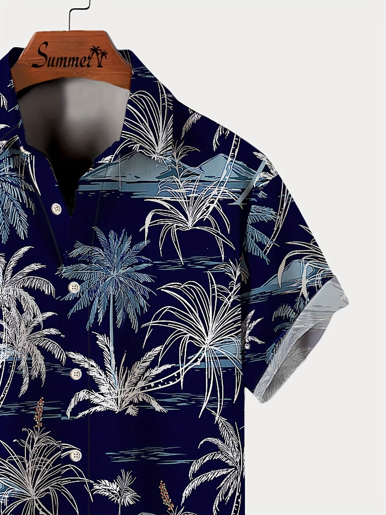 Herren Kurzarm Hawaiihemd mit tropischem Palmenmuster – Freizeit Sommerhemd für Strand und Urlaub