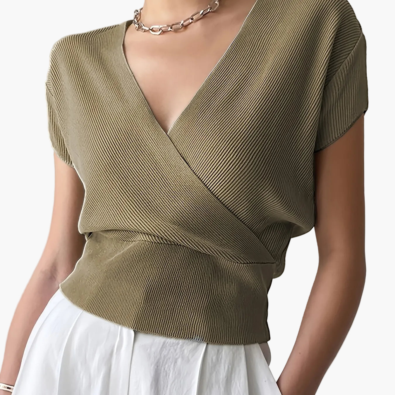 Damen Wickelshirt mit Kurzarm – Elegantes Freizeit-Top im modernen Design