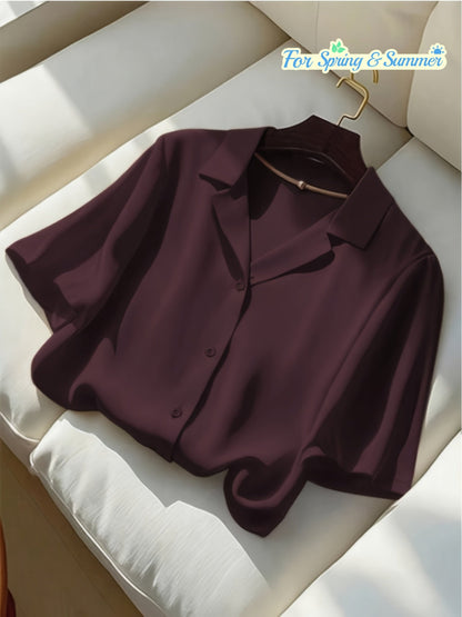 Damen Kurzarm Bluse mit Knopfleiste und klassischem Kragen – Eleganter Freizeit- und Business-Look