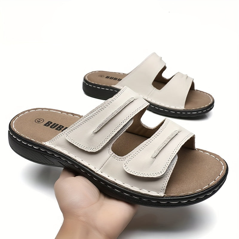 Herren Komfort-Sandalen für Alltag und Freizeit – Offene Pantoletten mit Klettverschluss