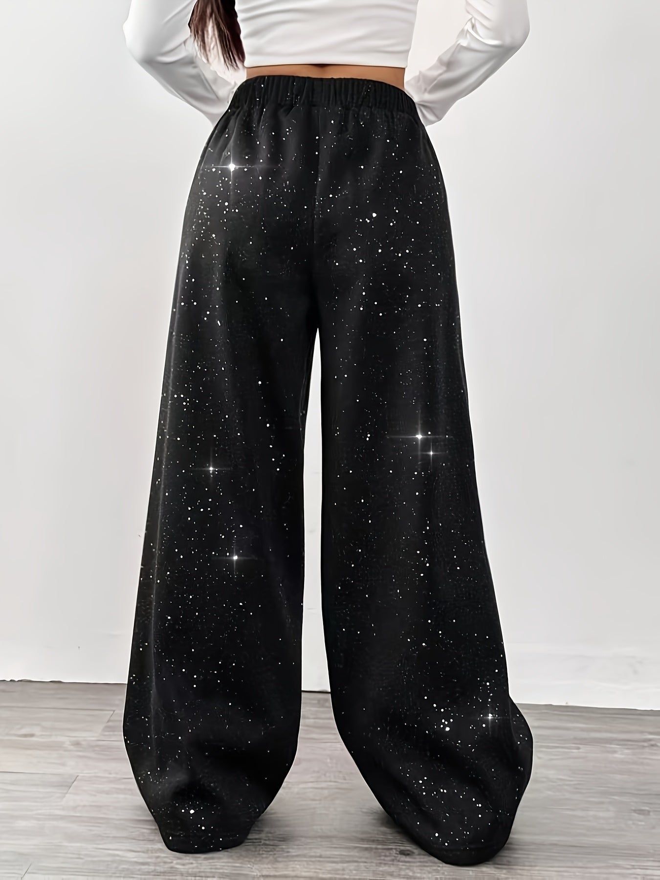 Damen Weite Jogginghose mit Sternenhimmel-Design für Freizeit und Streetwear
