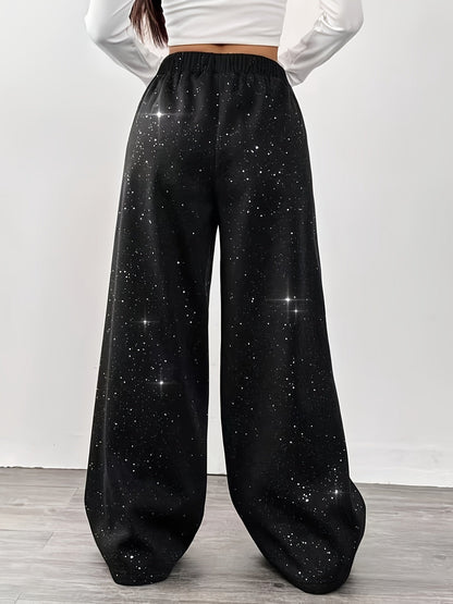 Damen Weite Jogginghose mit Sternenhimmel-Design für Freizeit und Streetwear
