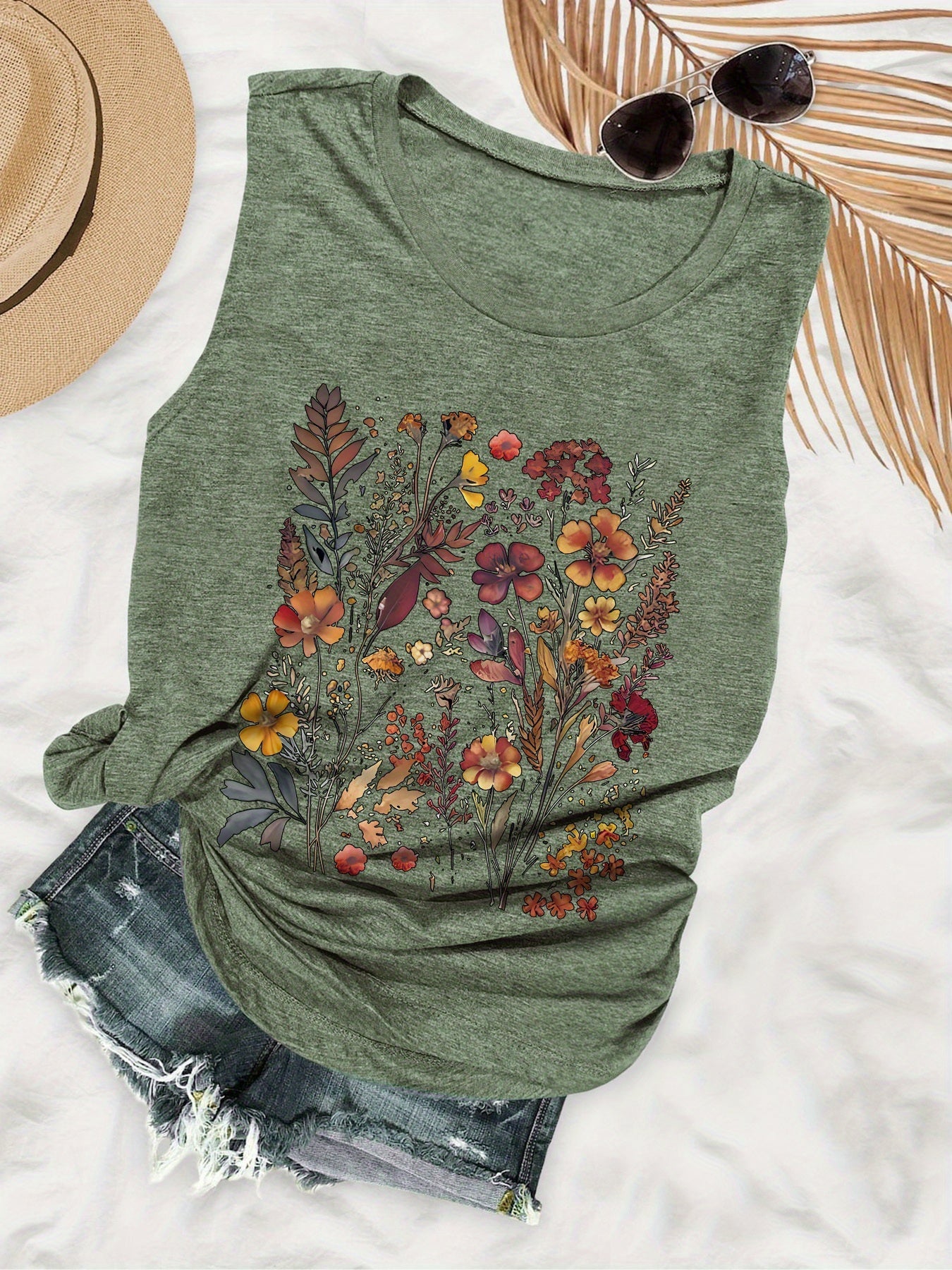 Damen Freizeit Tanktop mit Blumenmuster – Perfekt für den Sommer und lässige Outfits