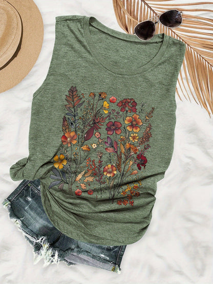 Damen Freizeit Tanktop mit Blumenmuster – Perfekt für den Sommer und lässige Outfits