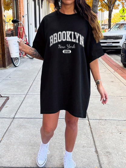 Damen Oversize T-Shirt Kleid Brooklyn New York Streetstyle Casual