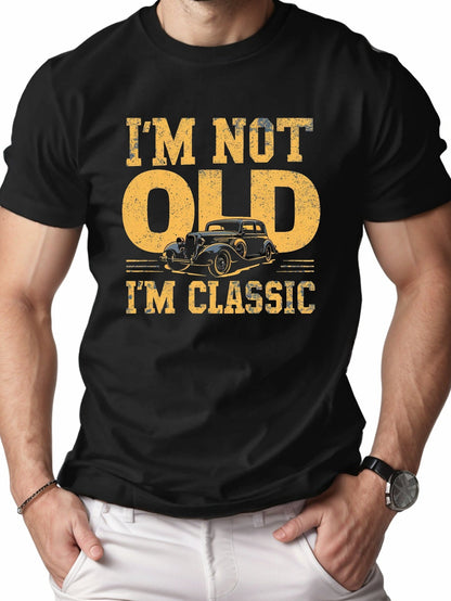Herren T-Shirt Vintage-Style – Lustiges Geschenk „I’m Not Old, I’m Classic“ – Retro Auto Motiv – Perfekt für Geburtstage und Jubiläen