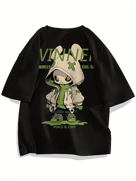 Herren Oversize Streetwear T-Shirt mit Cartoon-Print und Urban Style für Alltag und Freizeit