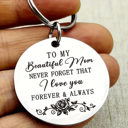 Schlüsselanhänger Muttertag Damen – Graviertes Geschenk für Mama mit liebevoller Botschaft und Rosenmotiv