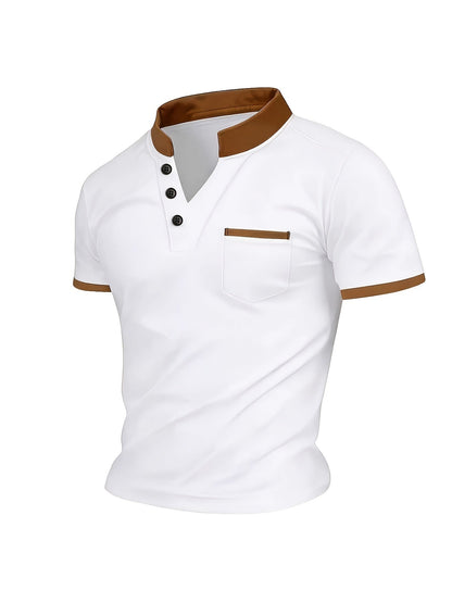 Herren Poloshirt mit Stehkragen und Brusttasche – Moderner Freizeitstil für jeden Anlass