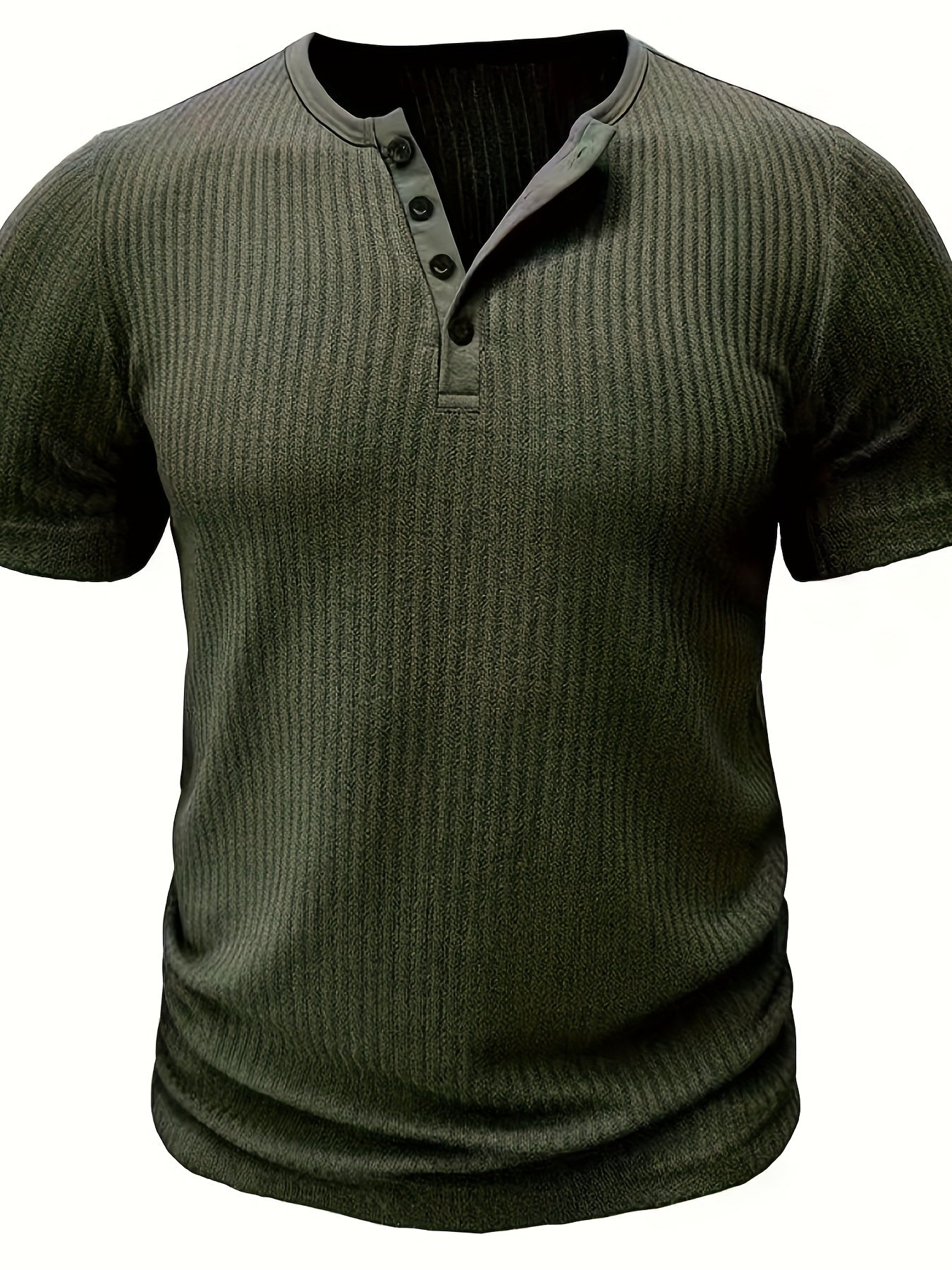 Herren Henley T-Shirt mit Knopfleiste – Lässiges Rippenmuster, Kurzarm, Alltag & Freizeit