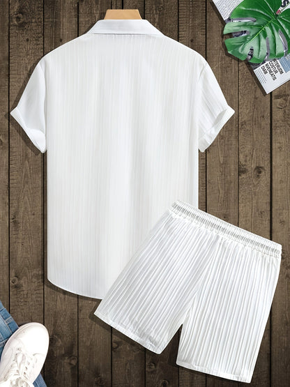 Herren Freizeit Set – Kurzarm Hemd und Shorts, Moderner Sommer Look, Sportlich und Lässig