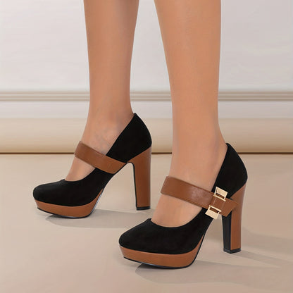 Damen Mary Jane Pumps mit Blockabsatz – Elegante High Heels für Büro & Freizeit