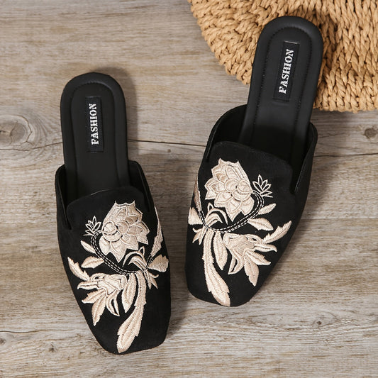 Damen Bestickte Slip-On Schuhe Elegant Bequem für Alltag und Freizeit