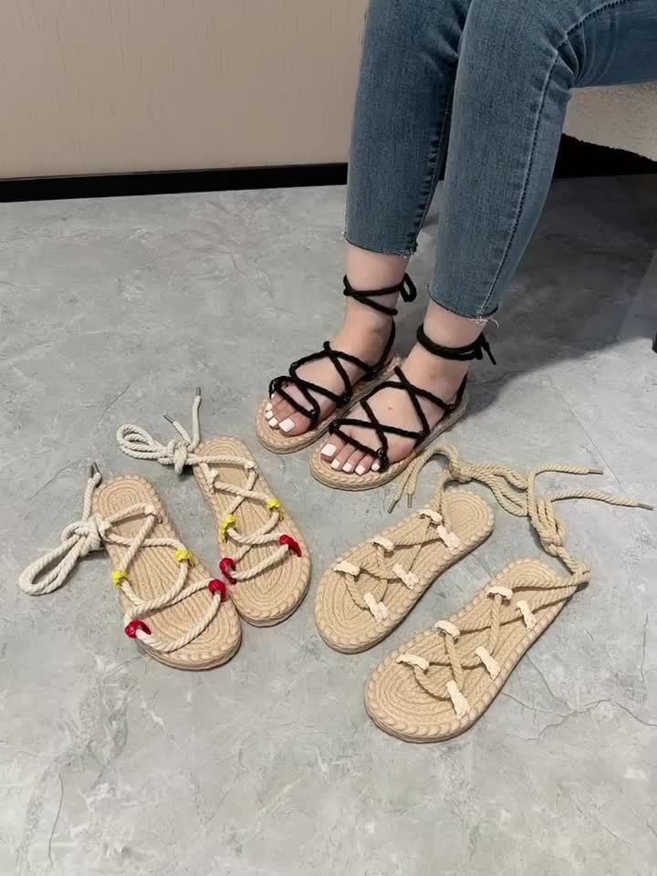 Damen Boho Flache Wickel-Sandalen – Stilvolle Sommerschuhe für Freizeit & Urlaub