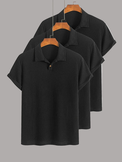 Herren Poloshirt 3er-Pack – Kurzarm, Strukturierter Look, Modern & Vielseitig für Alltag und Freizeit