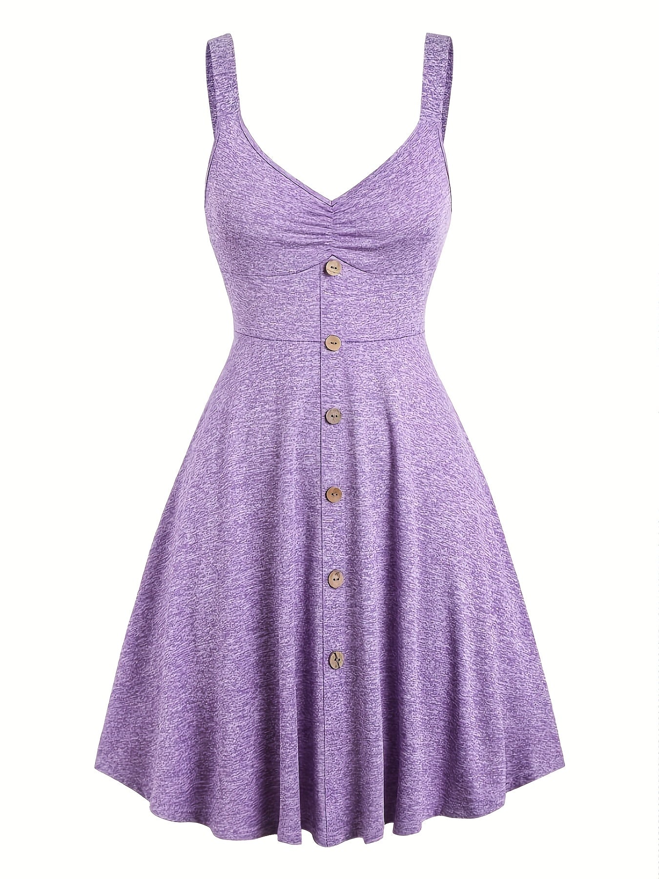 Damen Sommerkleid mit Knopfleiste und V-Ausschnitt – Elegantes Freizeitkleid mit Trägern