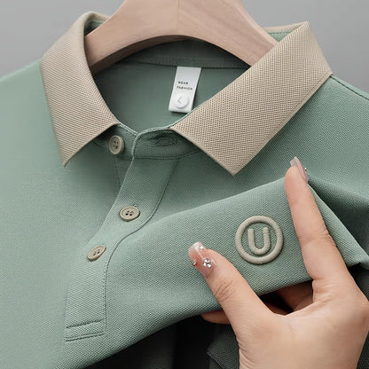 Herren Polohemd im Casual-Stil mit Kontrastkragen und dezentem Logo – Perfekt für Alltag und Freizeit
