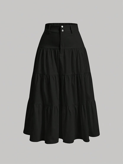 Damen Stufenrock High Waist Elegant Freizeitmode