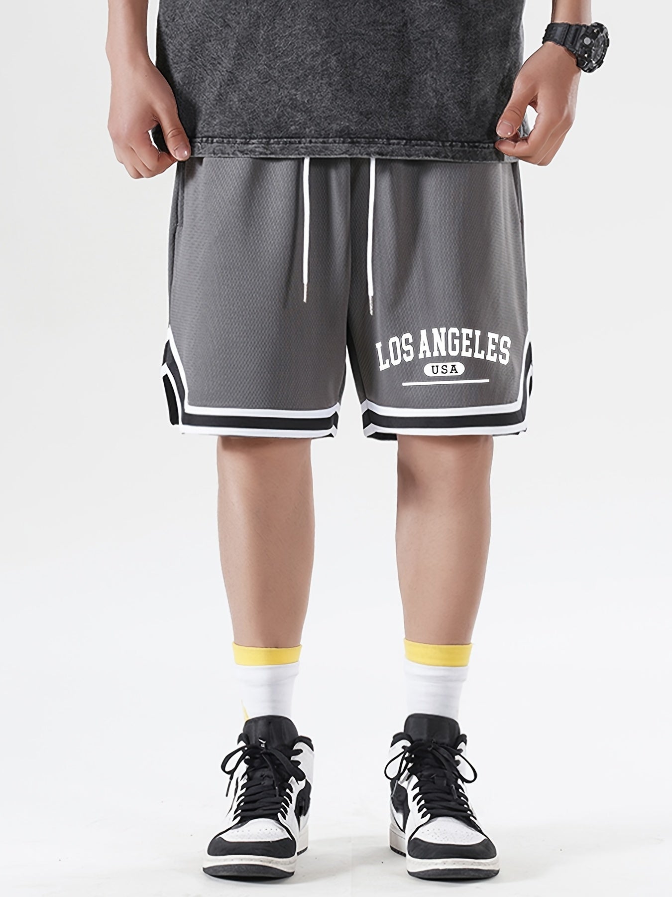 Herren Basketball-Shorts im sportlichen Streetstyle mit Los Angeles Print – Freizeit & Training