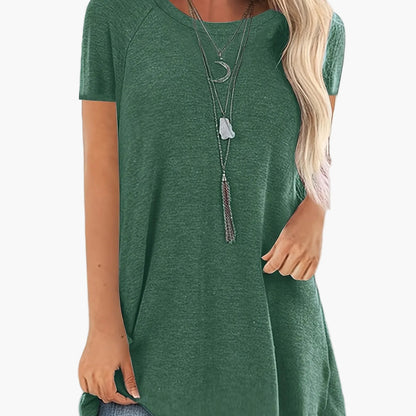 Damen Tunika T-Shirt Kurzarm Lockerer Schnitt Freizeitmode