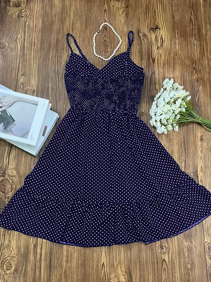 Damen Polka Dot Kleid mit Knopfleiste und Rüschen – Vintage-inspirierter Sommer-Look