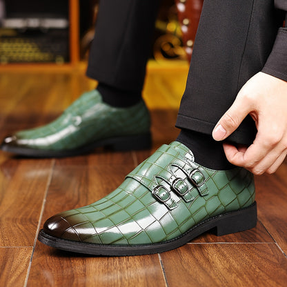 Herren Business-Slipper Vintage mit Dreifach-Schnalle – Elegante Schuhe für Büro & festliche Anlässe