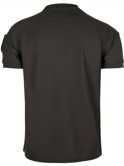 Herren Taktisches Kurzarmshirt mit Schultertaschen und Patch-Flächen – Outdoor & Einsatz
