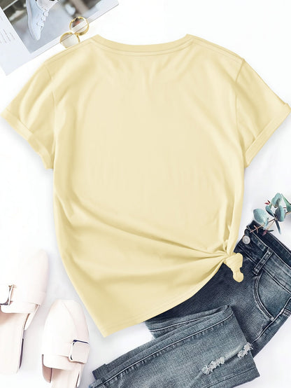 Damen T-Shirt mit Wildblumen-Print – Künstlerisches Blumenmotiv, Kurzarm, Modern Freizeitstil