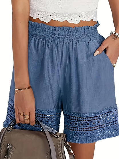 Damen Sommer-Shorts mit Häkelspitze, lockerer Schnitt, ideal für Urlaub und Freizeit