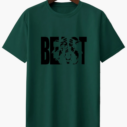 Herren T-Shirt im Oversize-Stil mit „BEAST“-Print und Löwenmotiv – Urban Streetwear für Selbstbewusste