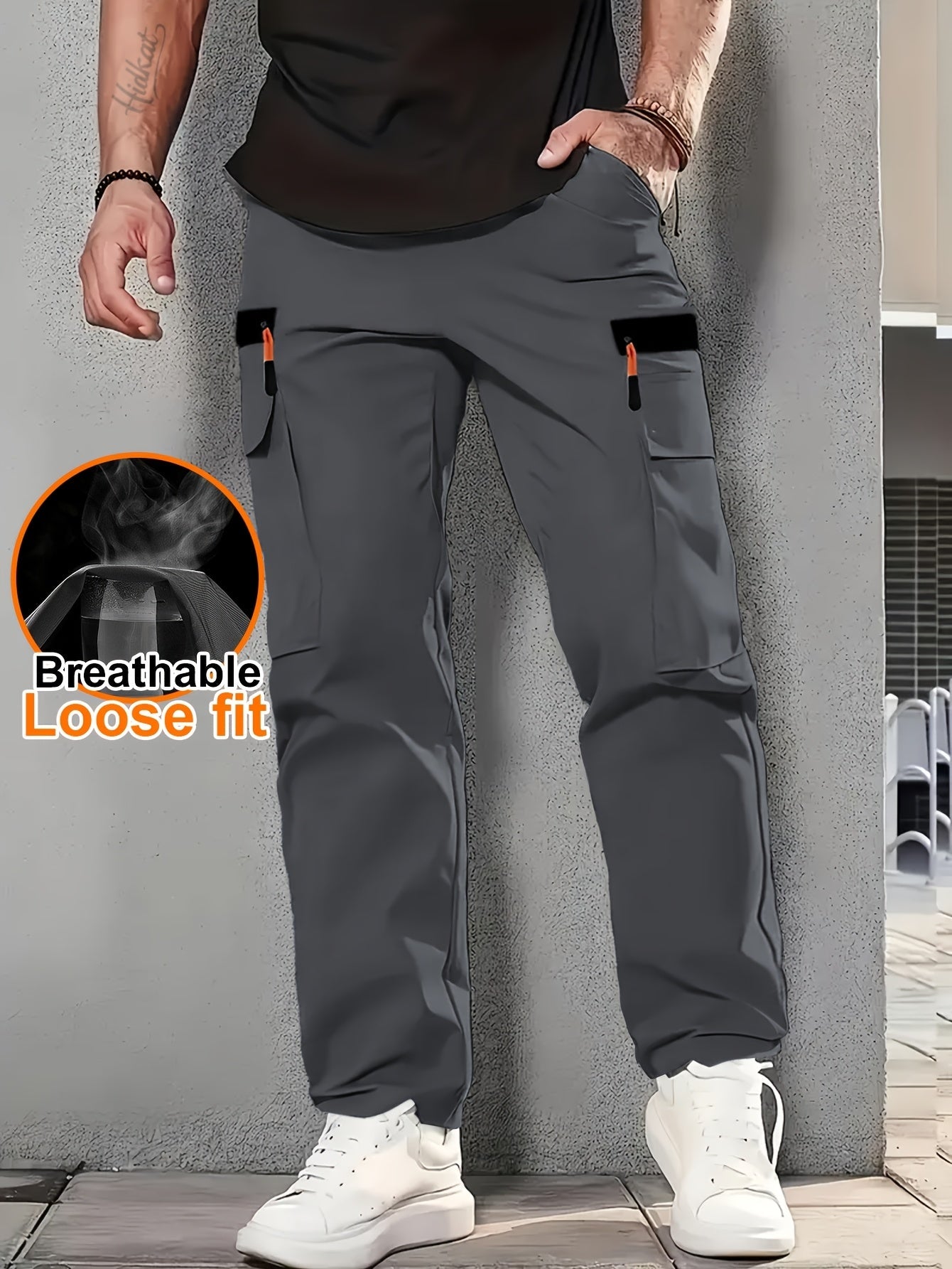 Herren Cargo Hose Locker Schnitt Atmungsaktiv Freizeit Urban Style