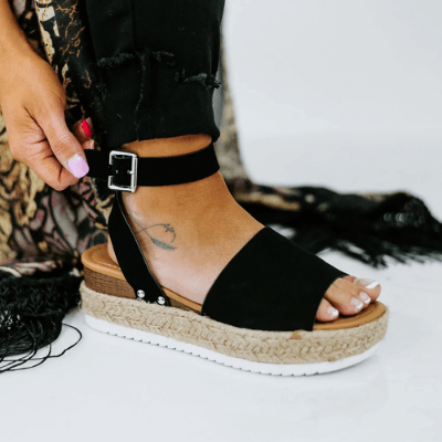 Damen Plateau-Sandalen mit Keilabsatz – Modische Sommerschuhe mit Knöchelriemen und Espadrille-Stil, ideal für Alltag & Urlaub
